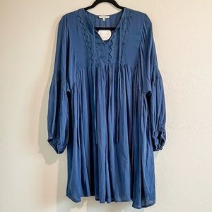 EASEL slate blue boho dress with lace